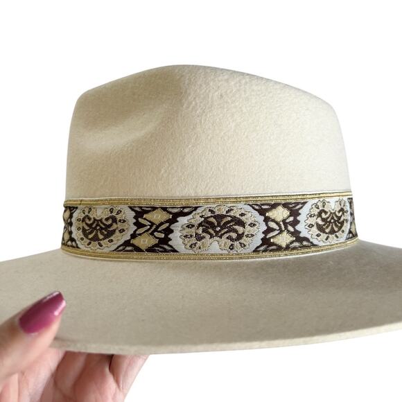 Lack of Color Beverly Ivory 100% Wool Wide Brimmed Fedora Hat Size Small NWT main image 6